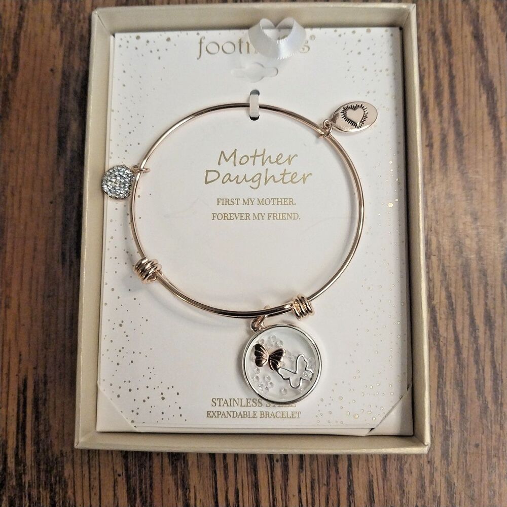 Footnotes Expandable Bracelet Mother Daughter Forever Friends Stainless Steel